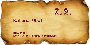Katona Ubul névjegykártya